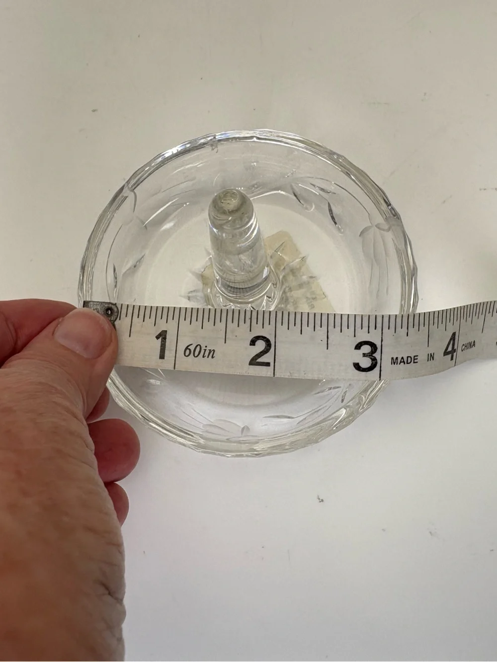 Hungarian Etched Crystal Clear Round Ring Holder Dish